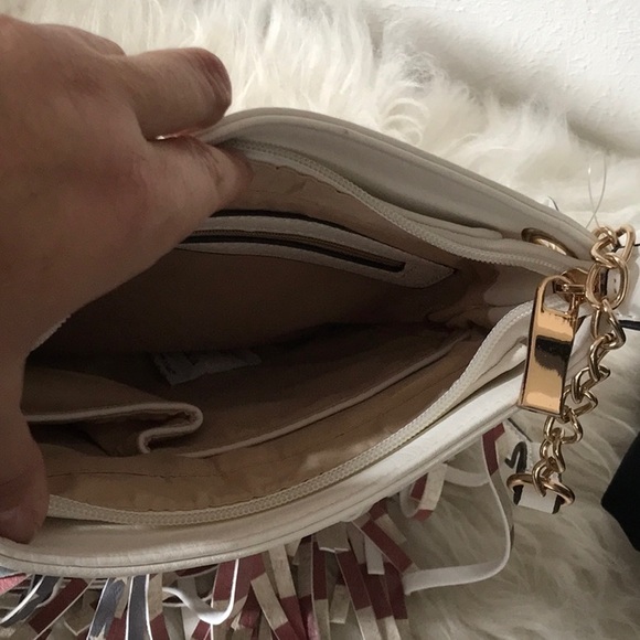 NWT Americana red white blue purse fringes vegan leather zipper compartments - Picture 8 of 12